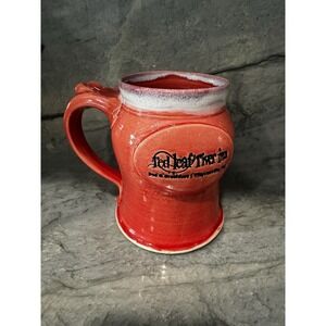 Batton Clayworks Handmade Ceramic Mug‎ Red Glaze Red Leaf River Inn NC